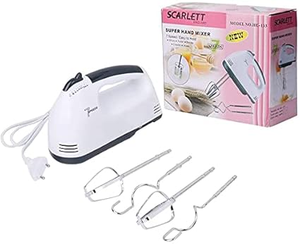 Torexo Sales Scarlett Electric 7 Speed Hand Mixer with 4 Pieces Stainless Blender, Bitter for Cake/Cream Mix, Food Blender, Beater for Kitchen || Beater for Cake