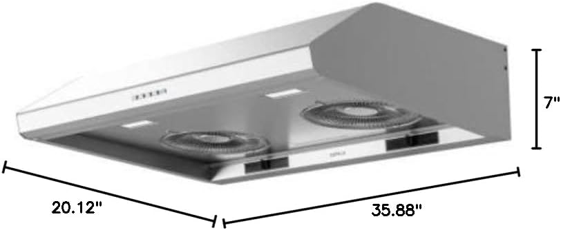 Zephyr AK2536C Hurricane 290-695 CFM 36 Inch Wide Under Cabinet Range Hood with LumiLight LED Lighting - Stainless Steel