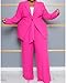 IyMoo Plus Size Pant Suits for Women Long Sleeve 2 Piece Blazers Outfits Fashion Autumn Pure Sets Rose Red 1X