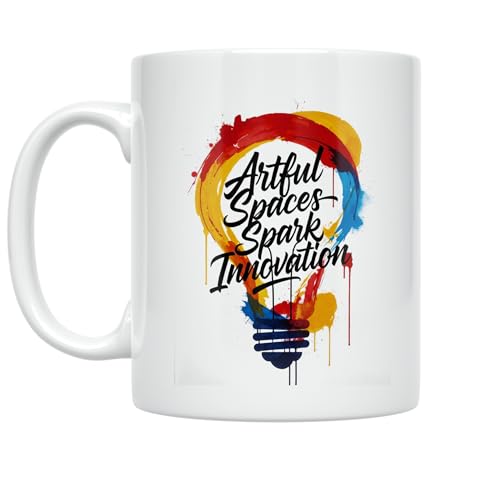 Artful Innovator Coffee Mug - Artful Spaces Spark Innovation - 11 oz White Ceramic - Inspirational Abstract Design