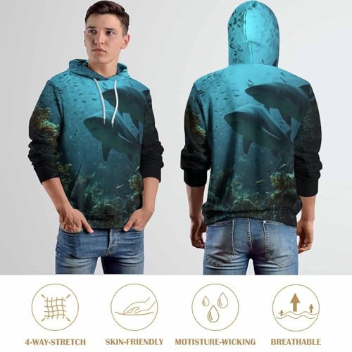 Sweat requin 3D pull bleu confortable pour affronter le vent avec style - 6