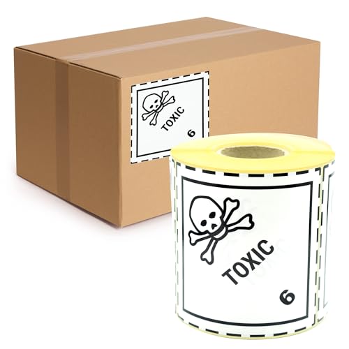 MD Labels 500 Gefahrgutetiketten- Giftige Stoffe Klasse 6 ADR 100x100 mm- ADR-Aufkleber – selbstklebende Transportetiketten