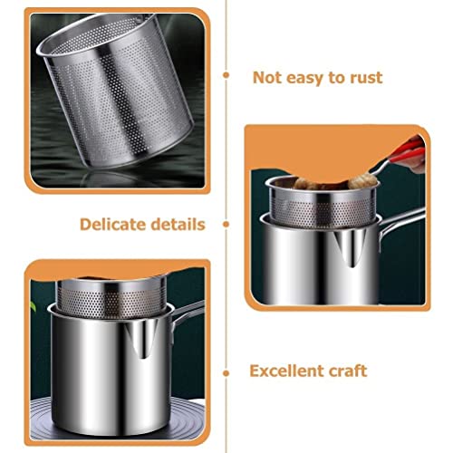 Image of Stainless Steel Deep Fryer Pot Detachable Fryer Pan High with Basket Universal Deep Fry Pan Fry Pot for Home Fries Kitchen Camping