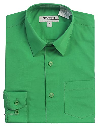 Image of Gioberti Boy's Long Sleeve Dress Shirt + Solid Tie, Bow Tie, and Hanky
