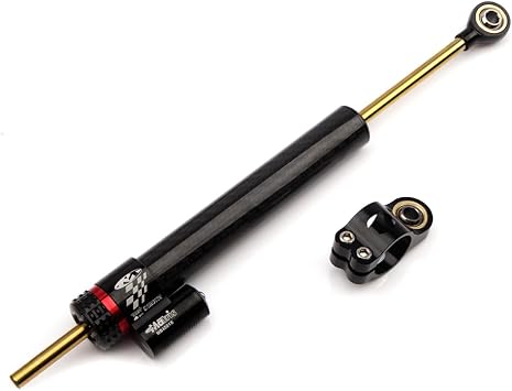 Universal Motorcycle Steering Damper, Adjustable Steering Damper Stabilizer, Linear Reversed Safety Control Aluminum Carbon Fiber 13.5""