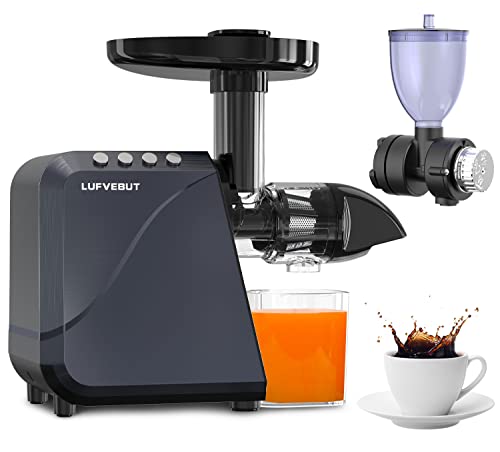 Juicer Machines With Coffee Grinder Combo, 250W Electric Fruits Vegetables Slow Juicer Extractor Quiet Bpa Free Easy To Clean, 18-Level Precision Adjustable Burr Coffee Grinder For Coffee Beans/Herbs #TOP1