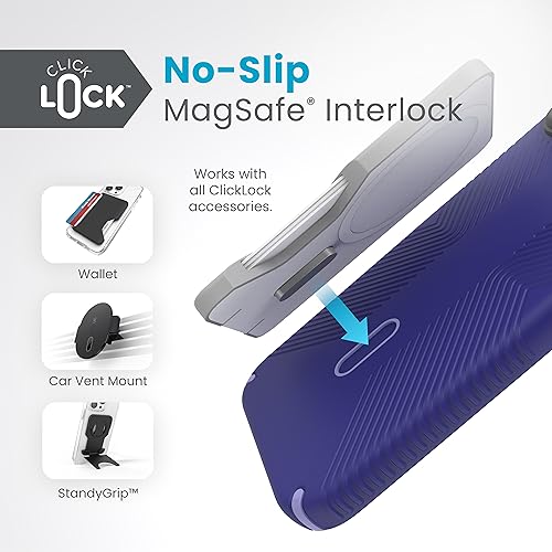 Speck iPhone 15 Plus Case - ClickLock No-Slip Interlock, MagSafe, Drop Protection Grip - for iPhone 15 Plus & iPhone 14 Plus - 6.7 Inch Phone Case - Presidio2 Grip Future Blue/Purple Ink/Sky Purple by Speck - Image 4