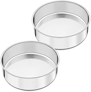 6 Inch Cake Tin Set of 2, Joyfair Stainless Steel Round Cake Mould Tin Set for Baking, Layer Cake Pan, Oven Toaster Bakeware, One-Piece Molding & Straight Side, Mirror Finish & Dishwasher Safe