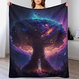 AASWSWW Kosmischer Lebensbaum Decke Flannel Sofadecke Strandtuch Teppich Picknickdecke Weich Umhang Für Schlafzimmer, Alle Jahreszeiten （140×180cm）