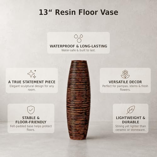 Image of Leewadee Decorative Vase 13 inches Polyresin for Sideboard & Table