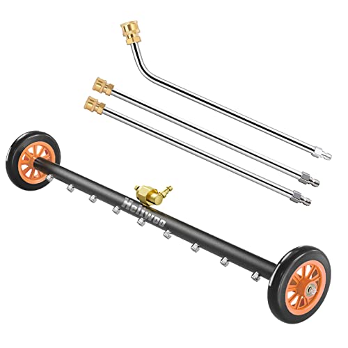 Heliwoo Undercarriage Pressure Washer Attachment, Upgrade 30 Inch Power Washer Water Broom with 9 Nozzles, Dual-Function Underbody Car Wash Surface Cleaner with 3 Pieces Extension Wand- 4000PSI by Heliwoo - Used condition - US$80.66
