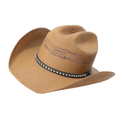 Chapeau denim unisexe blanc style panama western confortable et respirant pour l'été