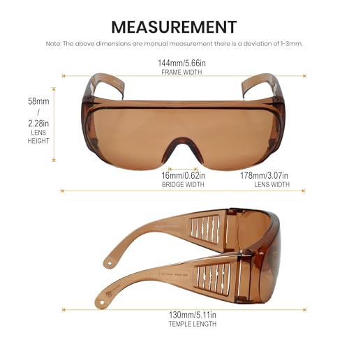 Image of Calabria Fit Over Safety Glasses | Polarized Sunglasses Over Glasses | Wrap Around Anti-Fog | Scratch Resistant | Unisex