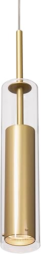 Kuzco Lighting Jarvis - 1 colgante de luz, 12.63 pulgadas de alto y 2.75 pulgadas de ancho, acabado dorado cepillado, instalación tradicional