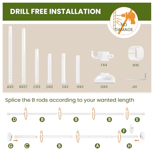 Image of SUNALLY Room Divider Curtain Rod, No Drilling 4-10ft(H) 28-140inch(W) Adjustable Privacy Wall Divider for Room Separation, Heavy Duty Temporary Partition Space Separator Tension Rods, White