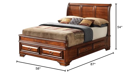 Glory Furniture LaVita Full Storage, Oak Bed Room Furniture, 54\" H x 58\" W x 87\" D