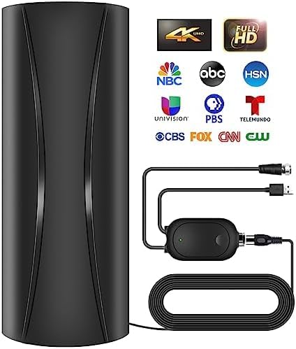 1000+ Miles Range TV Antenna, Digital TV Antenna Indoor with Amplifier and Signal Booster, Portable HD Antenna for TV Indoor Outdoor for Smart TV and Old TVs - 36ft Coax Cable - Support 4K 1080p