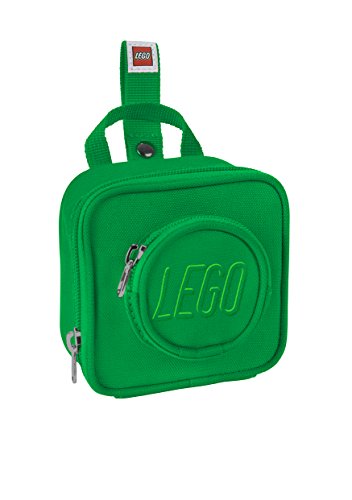 LEGO Kids Brick Mini Backpack Accessory Pouch with Novelty Backstraps Snaps to Belt or Full-Size Backpack Holds Small Items like Keys & Headphones Green