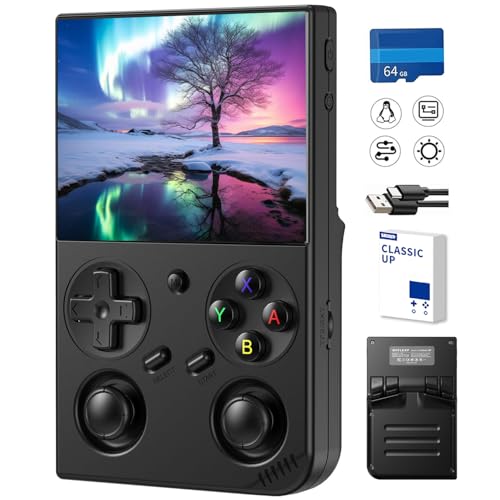 Classic Up Linux - Consola de juegos portátil de 3.5 pulgadas, pantalla IPS con una tarjeta 64G precargada 4969 juegos, soporta 5G WiFi, Bluetooth, HDMI y salida de TV de 3200 mAh
