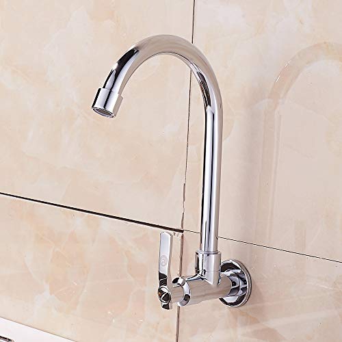 Grifos de fregadero de cocina Grifo de una sola manija de arco alto Solo agua fría Montaje en pared Grifo de barra de pico en J de acero inoxidable Cover