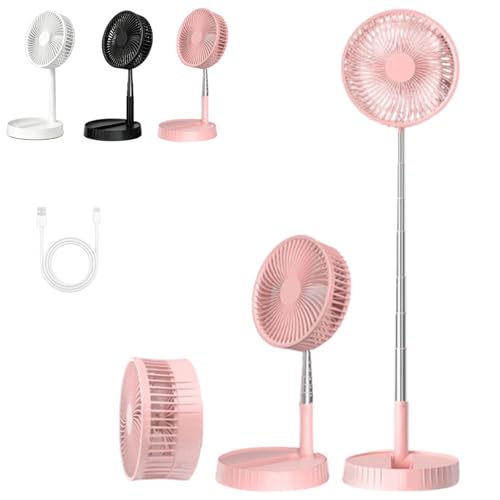 Image of Ezcool Cordless Fan, Ezcool Portable Fan, 7200mAh Foldable Oscillating Standing Fan, Cordless Telescopic Fans Rechargeable with 4 Speed for Bedrooms, Desktops, Office and Travel (#B,3600mAh)