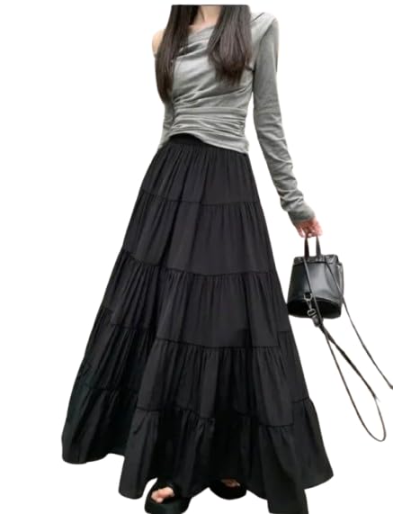 dossier’s Women's Long Flared Skirt (in, Alpha, S, Standard, Black)-picture-26