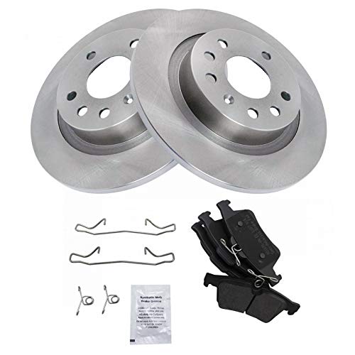 Image of TRQ Rear Brake Pad and Rotor Set Semi Metallic Solid Rotors