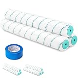 PinStone 18 Inch Microfiber Paint Roller Covers, 3pcs 1/2' Nap Rollers with A Professional Painters Tape, 18' Large Cover Refills for Smooth Painting Walls, Ceilings, Floors, All Paint & Stain, 4 Pack