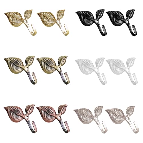 Hemobllo Ganchos Decorativos de Pared Forma Hoja de Hierro Fundido Colgador Rústico Vintage 6 Pares Multicolor para Sombreros Toallas Llaves y Abrigos Organizador Hogar y Oficina