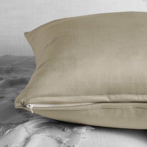 Image of HPD Half Price Drapes Cushion Cover 18 x 18 Heritage Plush Velvet - VPYC-161204-CC18PR - Pair, Light Beige