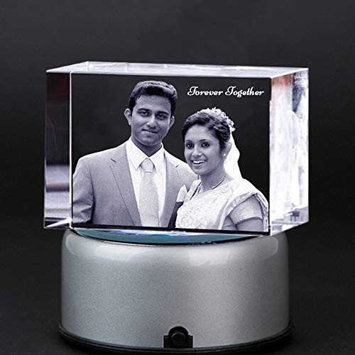 GONDGET Rectangle 3D Crystal with LED Base Light (3x7x10 cm, White)