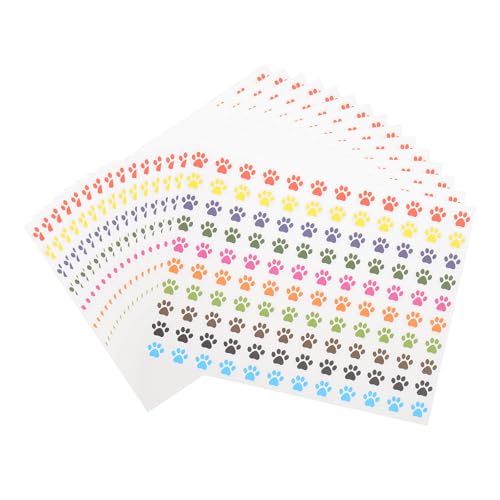 QUARKZMAN Autocollants Multicolores 1800Pcs 0.35inch Empreintes De Pattes Autoadhésives Étiquettes Colorées Pattes De Chien Et Ours Pour Laptop Récompenses...
