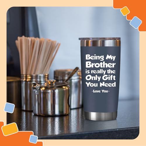Image of NewEleven Gifts For Brother - Best Birthday Gift For Big, Little Brother, Siblings, Brothers In Law - Funny Gag Gifts For Young Men, Teen Boys - 20 Oz Tumbler