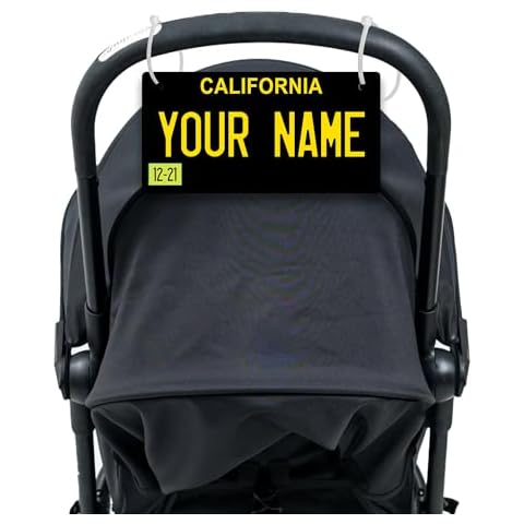 Bleu Reign Personalized Stroller Wagon Sign - 1963 Black California License Plate Design for Theme Parks - Custom Name Baby Toddler Kid Weatherproof Tag - Bicycle Stroller Toy Car Cover