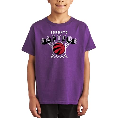 Junk Food Toronto Raptors NBA Nothing But Net - Officially Licensed Kid's Short Sleeve T-Shirt Purple