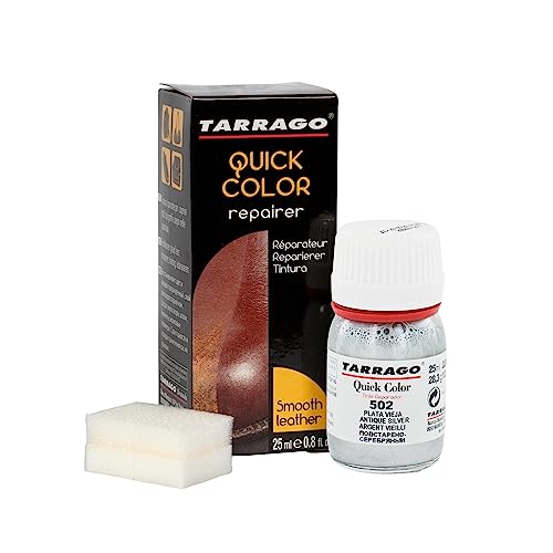 Tarrago | Quick Color 25 ml | Tinte Reparador para Cuero (Plata Vieja 502)