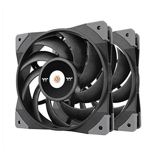 Thermaltake ToughFan 12 High Static Pressure 2000 PWM, Metal-Reinforced Motor Hub, Gen.2 Hydraulic Bearing 120mm Case/Radiator Fan (2 Pack) CL-F082-PL12BL-A Black