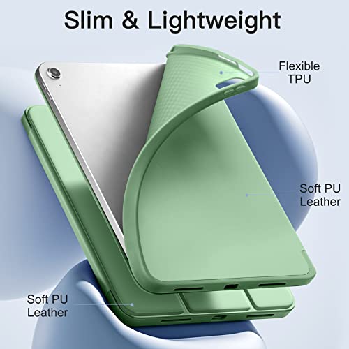 Image of Akkerds Compatible with iPad (A16) 11th Generation Case 11 Inch 2025, for iPad 10th Generation Case 10.9 Inch 2022 with Pencil Holder,Slim Trifold Stand Protective Cover with Soft TPU Back,MatchaGreen
