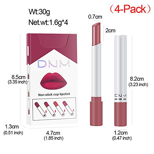 Dnm 4Pcs Little Smoke Matte Cigarette Lipstick Lipgloss Sets For Women,Lip Stain Long Lasting 24 Hours Waterproof Labiales Mate 24 Horas Originales Matte Larga Duracion 24 Lip Stick Packs Matte Set01 #TOP4