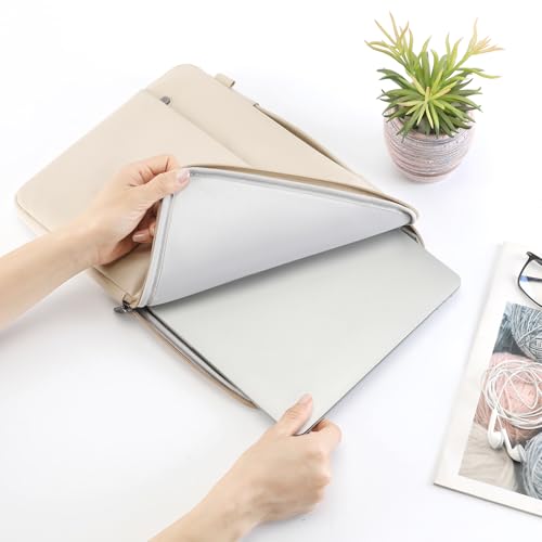 DOMISO Laptoptasche 14 zoll Laptop Hülle Tasche Kompatibel mit 15 Zoll MacBook Air M4/A3241 M3/A3114 M2/A2941,Wasserabweisend Laptophülle Sleeve mit Schultergurt,Beige