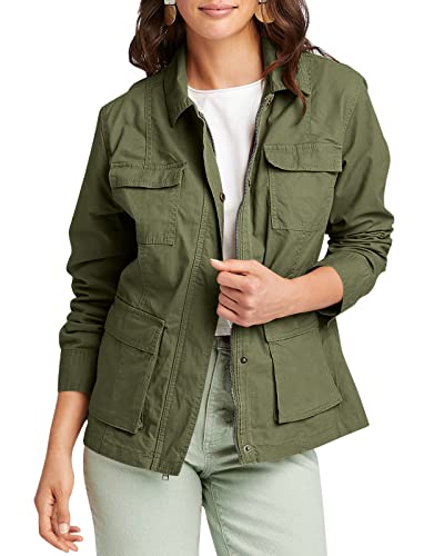 Maxwinee Damen Jacke Leicht Übergangsjacke Sommerjacke Mehr Taschen Utility Jacke Tailliert Cover