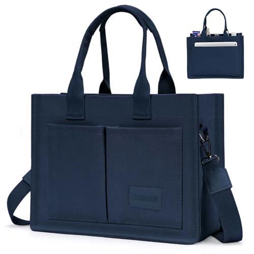 Image of Canvas Tote Bag for Women with Pockets Crossbody Bag Tote Shoulder Handbags Casual Work Bags Everything Tote Bag