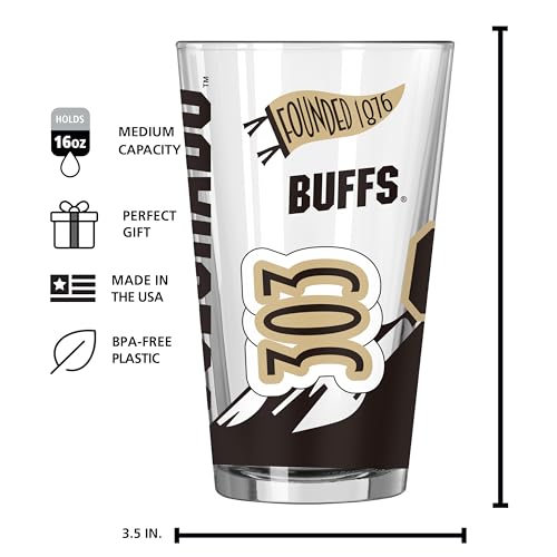 Image of Logo Brands NCAA 16 oz Pint Glass - Durable Glass With Bold Team Color- Chip-Resistant Rim Drinkware For Fans, Tailgates, Home Bars & Everyday Use
