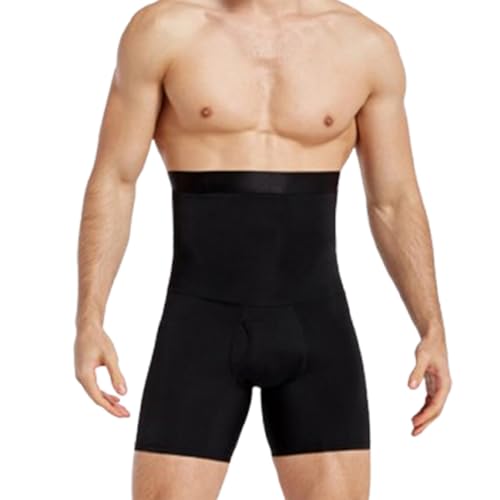 Men's high waisted tummy sculpting pants, shaping boxer briefs with high elastic waist support