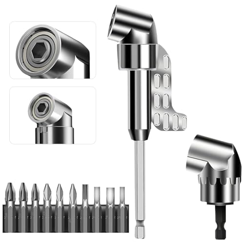 WUBAYI Atornillador angular de 105° con imán hexagonal de 1/4 pulgadas – Adaptador para atornillador inalámbrico Makita/Bosch, taladro, corto y largo para espacios reducidos, garaje, artesanos
