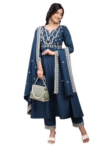 Anarkali Short brodé en soie Pratham Blue pour briller lors de vos cérémonies et mariages