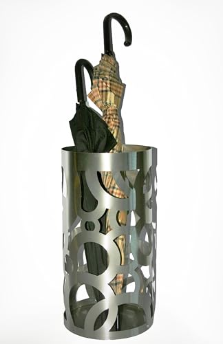 Schirmständer Design Circle 47xØ 23 cm Edelstahl matt Marke Szagato Made in Germany (Regenschirmständer Sonnenschirmständer für große Schirme Schirmständer Balkon Sonnenschirm Regenschirm)