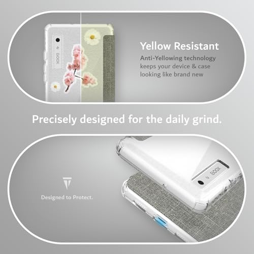 Miniatura 6 de Tudia Skn Flip - Funda Diseñada Para Onyx Boox Palma, Cierre Magnético, A Prueba De Golpes, Parte Trasera De Tpu Transparente Delgada Con Funda De Piel Texturizada De 6.1 Pulgadas Gris Transparente