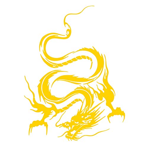 Dragon Graphic Car Hood Sticker Self-Adhesive Vinyl Graphics Decals 19.69'' X 14.57'', Yellow #TOP28