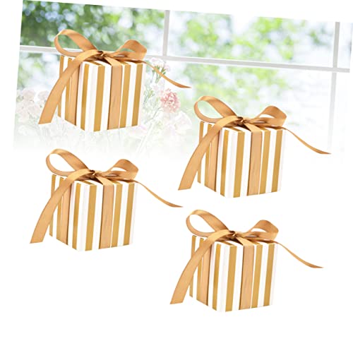 Cabilock 10 Pcs Gift Candy Boxes Striped Candy Box Square Boxes Chocolate Boxes Small Square Box Wedding Golden Gift Box #TOP4